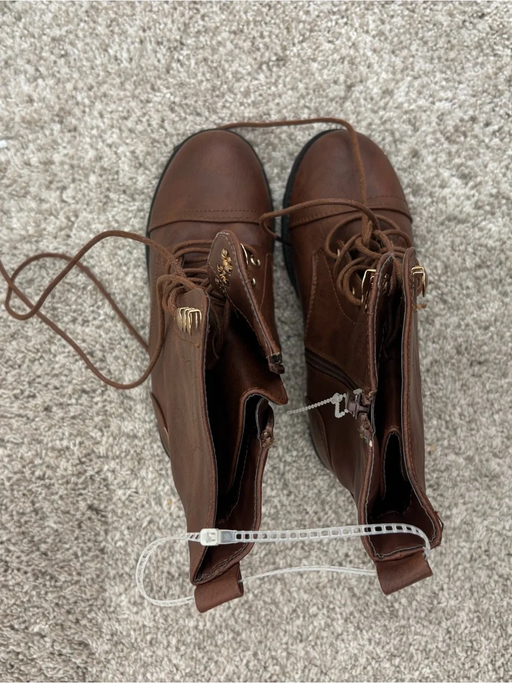 NEW Girls Brown Lace-Up Boots
